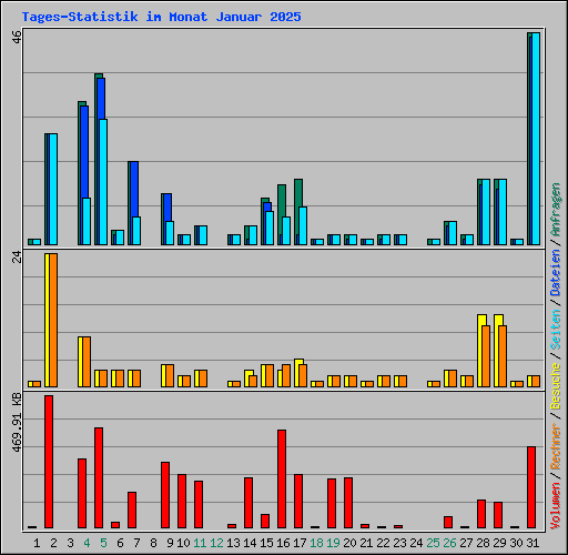 Tages-Statistik im Monat Januar 2025